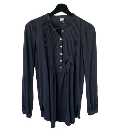 Isda and Co Black Pleated Front Long Sleeve Top Small - Picture 1 of 9